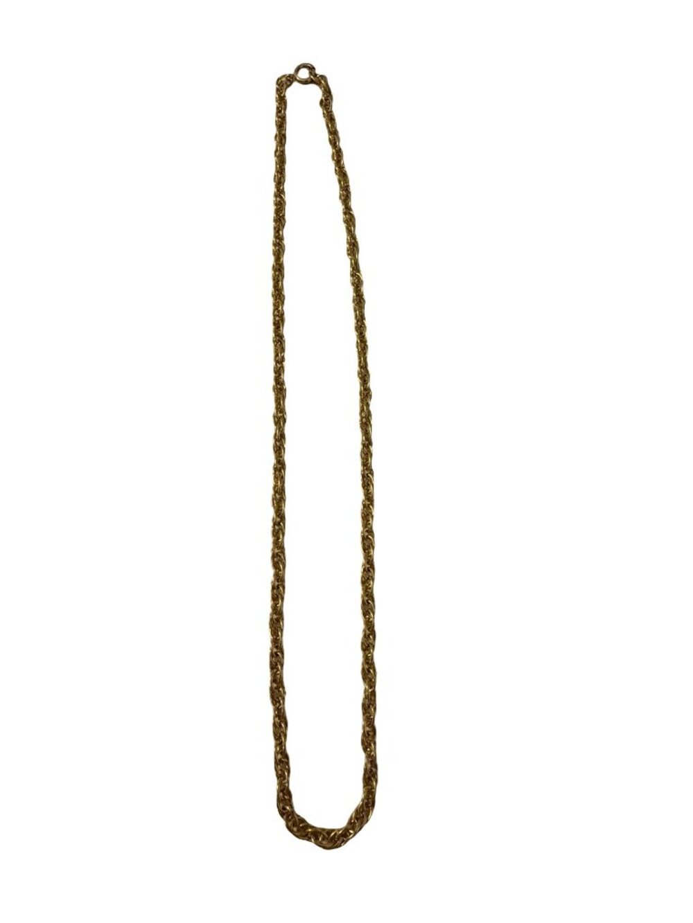 Vintage Gold Tone Rope Chain Necklace 16" Twisted Link Minimalist Layering Neckl